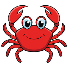 Marine crab cartoon character with cute face emoji