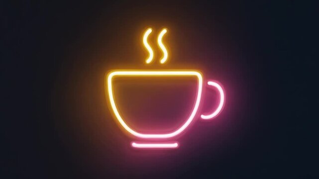Neon coffee cup graphic
