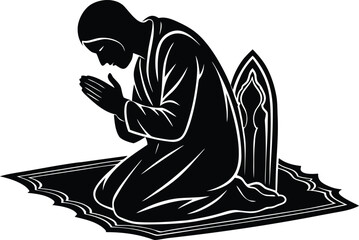 Vector silhouette sketch of a Buddha statue illustration