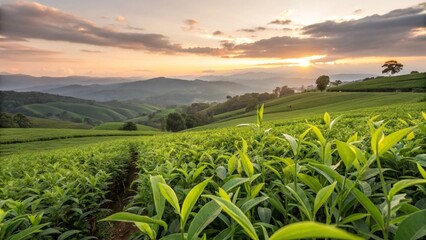 rice field at sunset