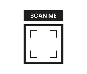 Scan me icon template with square placeholder for QR code, commonly used for mobile scanning access, digital menus, or verification systems
