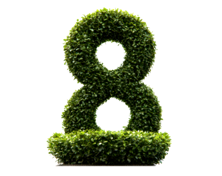 Green Topiary Number Eight for Decoration and Events Isolate on Transparent Background, cutout, png