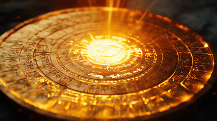 Fototapeta premium mantras written in a gold colour round plate