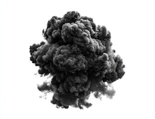 Dense, dark, smoky cloud against a white background