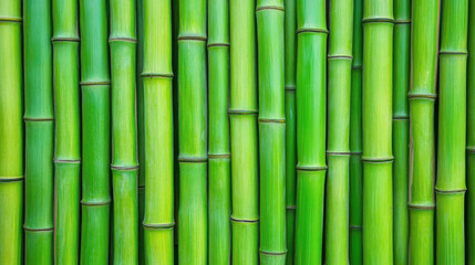 Obraz premium Seamless pattern of natural green bamboo stalks. Beautiful fresh texture or background for eco-friendly and calm design.