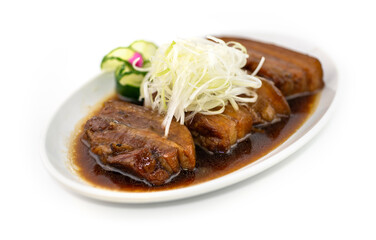Braised Pork belly on top with Spring onion