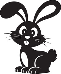 Charming Black Bunny Silhouette Vector Graphic with Simple Design and Transparent Background