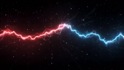 Seismic stock market graph visualization, red blue glowing lines cracking earthquake seismograph, dark minimalist glitch financial tremor metaphor shake, abstract data cinematic animation - Powered by Adobe