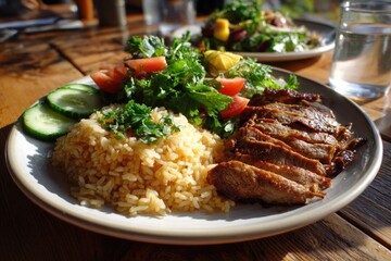 Fototapeta premium sliced doner kebab meat, tender and juicy with a slight char on the edges