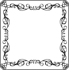 Vintage Ornamental Frame – Elegant Black Border, PNG, 300 DPI 