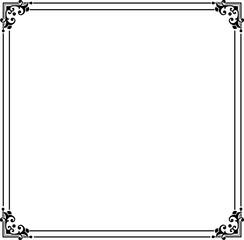 Vintage Ornamental Frame &ndash; Elegant Black Border, PNG, 300 DPI 