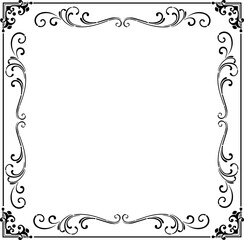 Vintage Ornamental Frame – Elegant Black Border, PNG, 300 DPI 