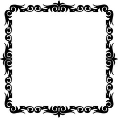 Vintage Ornamental Frame – Elegant Black Border, PNG, 300 DPI 
