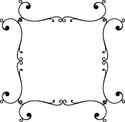 Vintage Ornamental Frame – Elegant Black Border, PNG, 300 DPI 