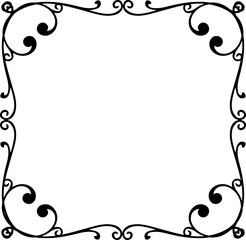Vintage Ornamental Frame &ndash; Elegant Black Border, PNG, 300 DPI 
