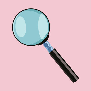 Zoom and Search Minimalist Magnifying Glass Vector Illustration on Pink Background