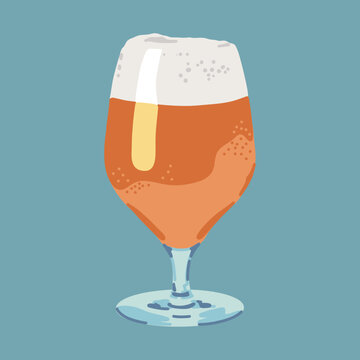 Beer Glass Vector Illustration on Light Blue Background	
