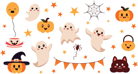 Fototapeta premium Trick or Treat Halloween set vector shape.