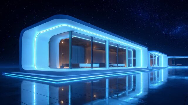 Futuristic Architecture Shines in Starry Sky Full of Technology