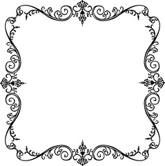 Vintage Ornamental Frame – Elegant Black Border, PNG, 300 DPI 