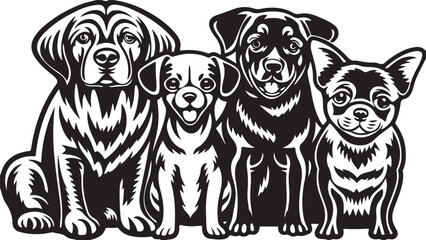 Wild big cat and dog face tattoo design vector illustration