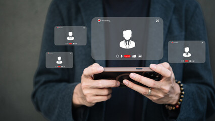 Multiple Virtual Video Calls on Smartphone for Remote Business Meeting