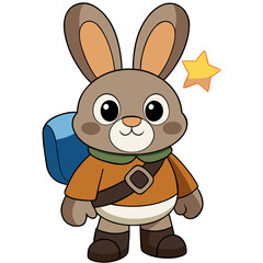 Obraz premium Cute Bunny Explorer Character for Kids Storybook Illustration in Cartoon Style