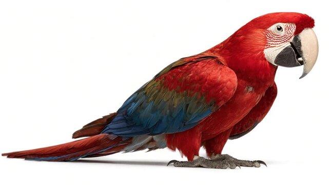 Red parrot profile against white background