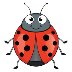 Obraz premium Vector illustration of a ladybug with red wings and black spots on a white background