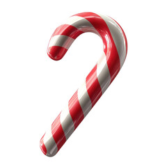 3d christmas candy cane on transparent background