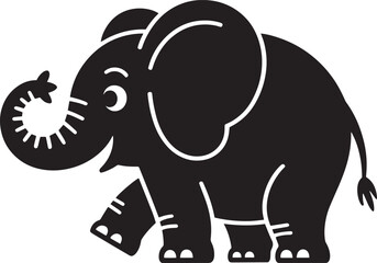 Stylized Elephant Illustration with Playful Trunk and Cartoonish Features on Transparent Backdrop Art