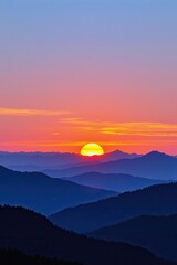 Fototapeta premium Stunning Ridge Silhouette at Sunset Over Majestic Mountain Landscape