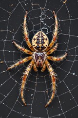 Close-Up View of a Spider on Intricate Webbing in Detail