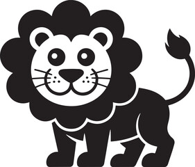 Stylized Lion Vector Illustration with a Rounded Mane and Gentle Expression on a Transparent Background