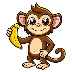 Monkey with Banana Cartoon