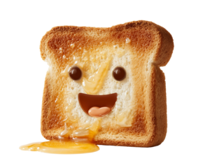 Toast with honey and cartoon face