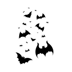 Flying Bats Silhouette for Halloween Design. Vector Illustration