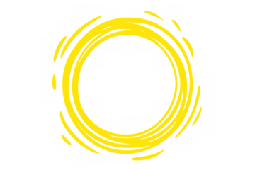 Bright yellow hand-drawn circle glowing against transparent backdrop, energizing graphic design with bold visual emphasis