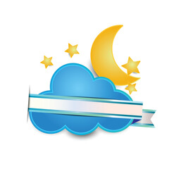 Paper clouds with moon and stars