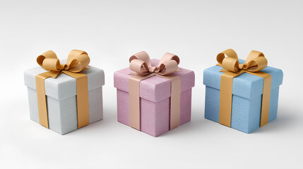 Collection of 3D illustrated gift boxes in different color combinations Stock Illustration