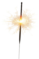 Sparkler shining brightly at a nighttime celebration cutout isolated on transparent bg, png