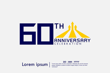 Fototapeta premium 60th years anniversary celebration emblem. congratulations anniversary logo isolated with arrows up to business target on white background. vector illustration template design for web banner