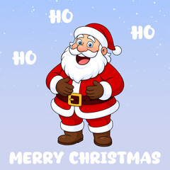 Happy funny Santa Claus in red clothes. Marry Christmas. Cute Santa Clause vector flat illustration.