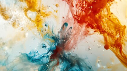 Colorful painting of water droplets with a blue and red swirl