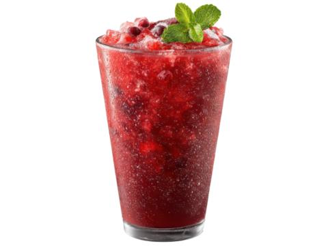Refreshing Cranberry Mint Slushy Drink frozen, Isolated, Png Transparent Background
