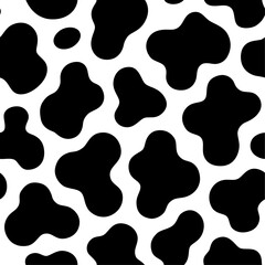 Black and white seamless cow skin pattern vector. Spot background. Wallpaper. Milk farm.