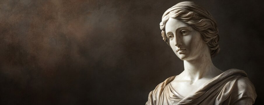 Close-up of a sculpted female bust.