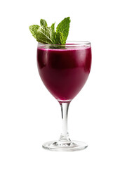 Pomegranate juice with dark ruby hue and rich texture on transparent background

