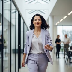 Determined Career Woman in Elegant Fashion Walk
