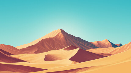 stunning digital illustration of a desert landscape captured during a sunset. Below is a detailed breakdown of the visual elements